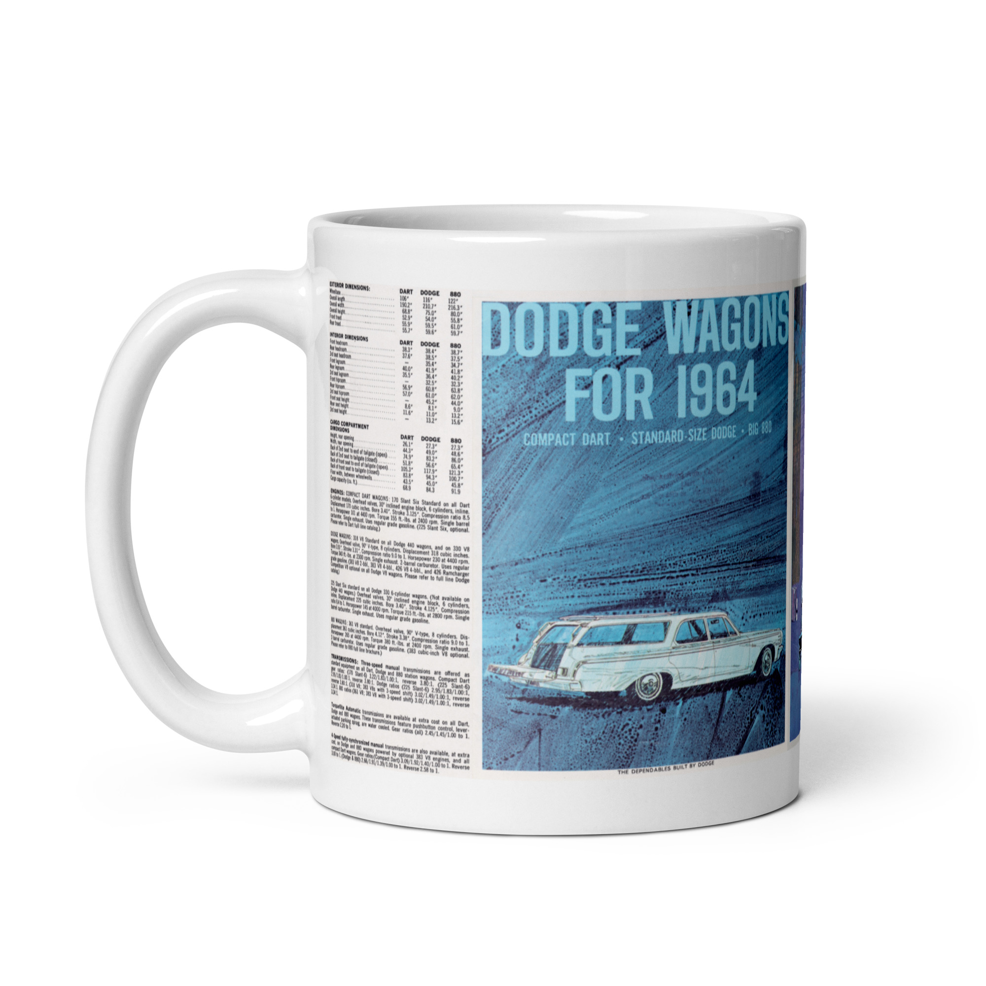 1964 Mopar B-Body Dodge 330 & 440 Wagon Factory Brochure Layout 11oz Mug - Image 3