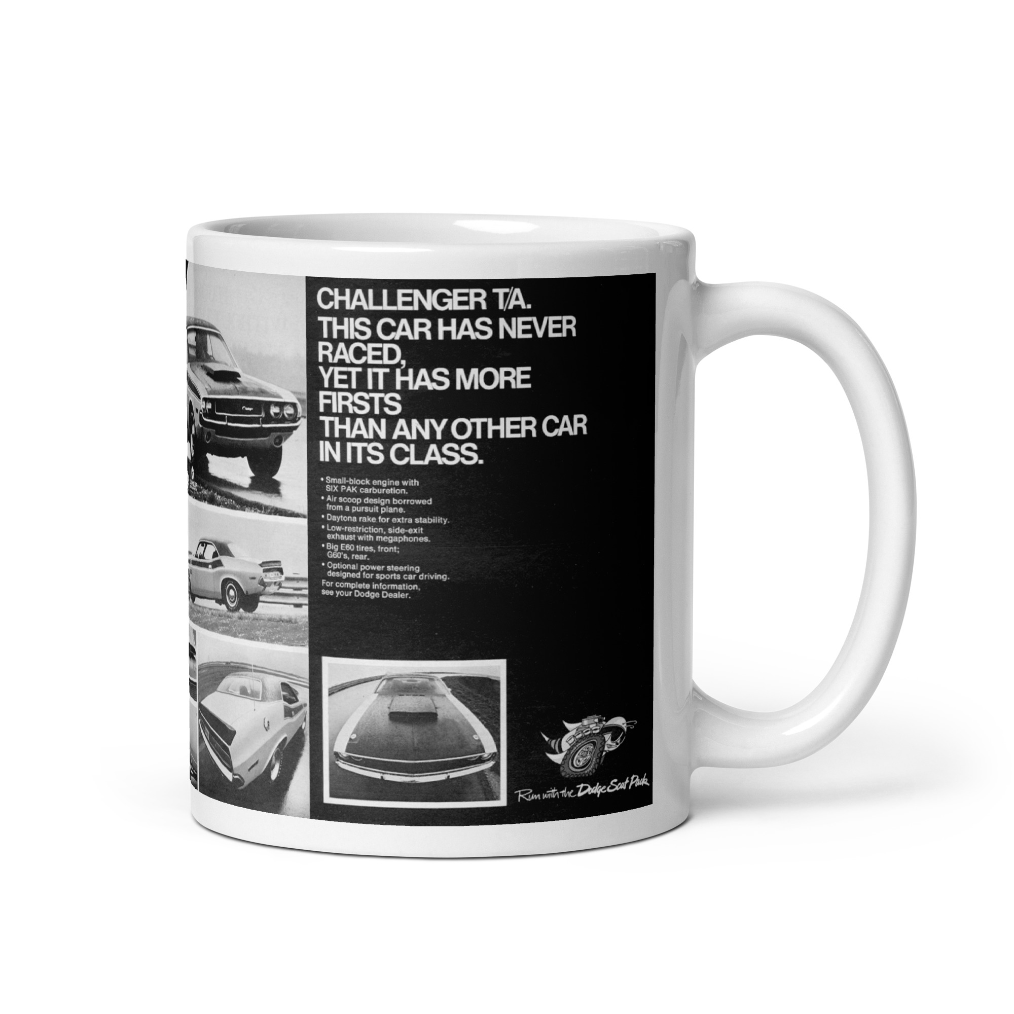 1970 Dodge Challenger T/A Trans Am 340 Six Pack Magazine Ads Coffee Mug - Image 2