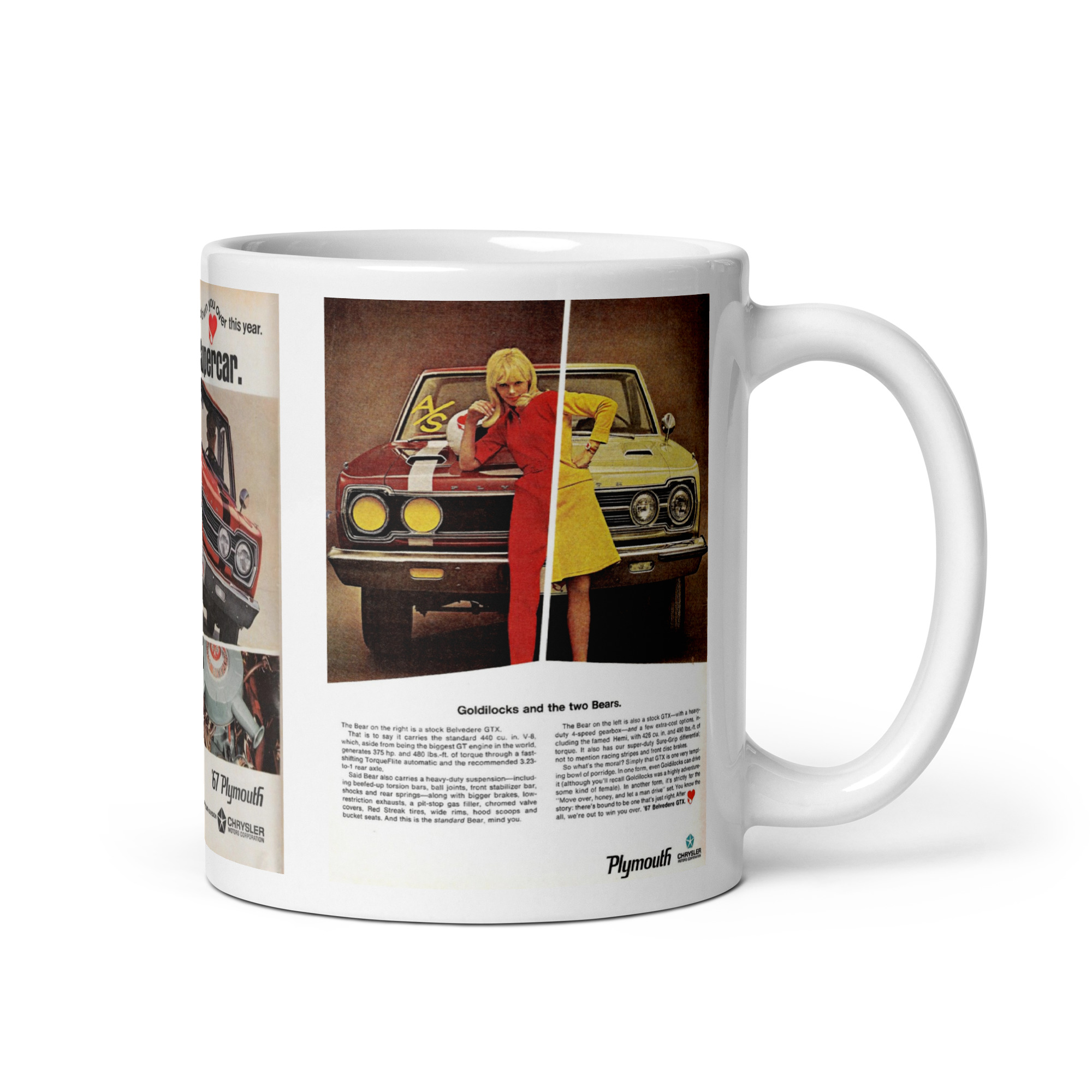 1967 Plymouth GTX 3 Magazine Ad Coffee Mug 440 426 Hemi Racing #2 - Image 2