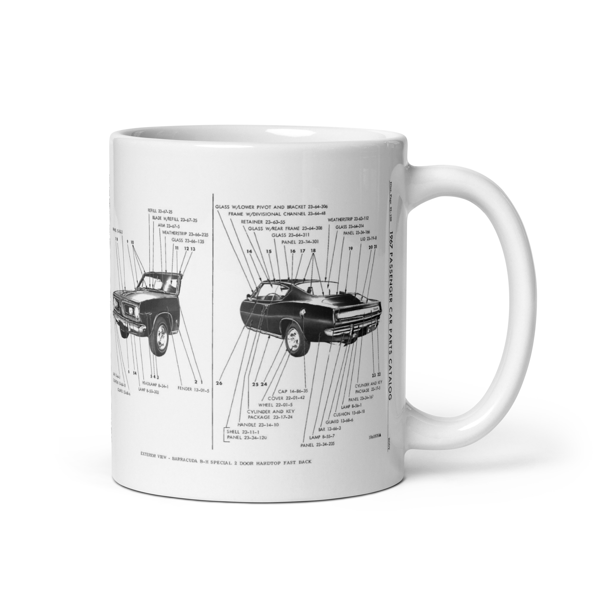 1967 Cuda Fastback Charger Mopar Factory Parts Book Exterior View Coffee Mug - Image 3