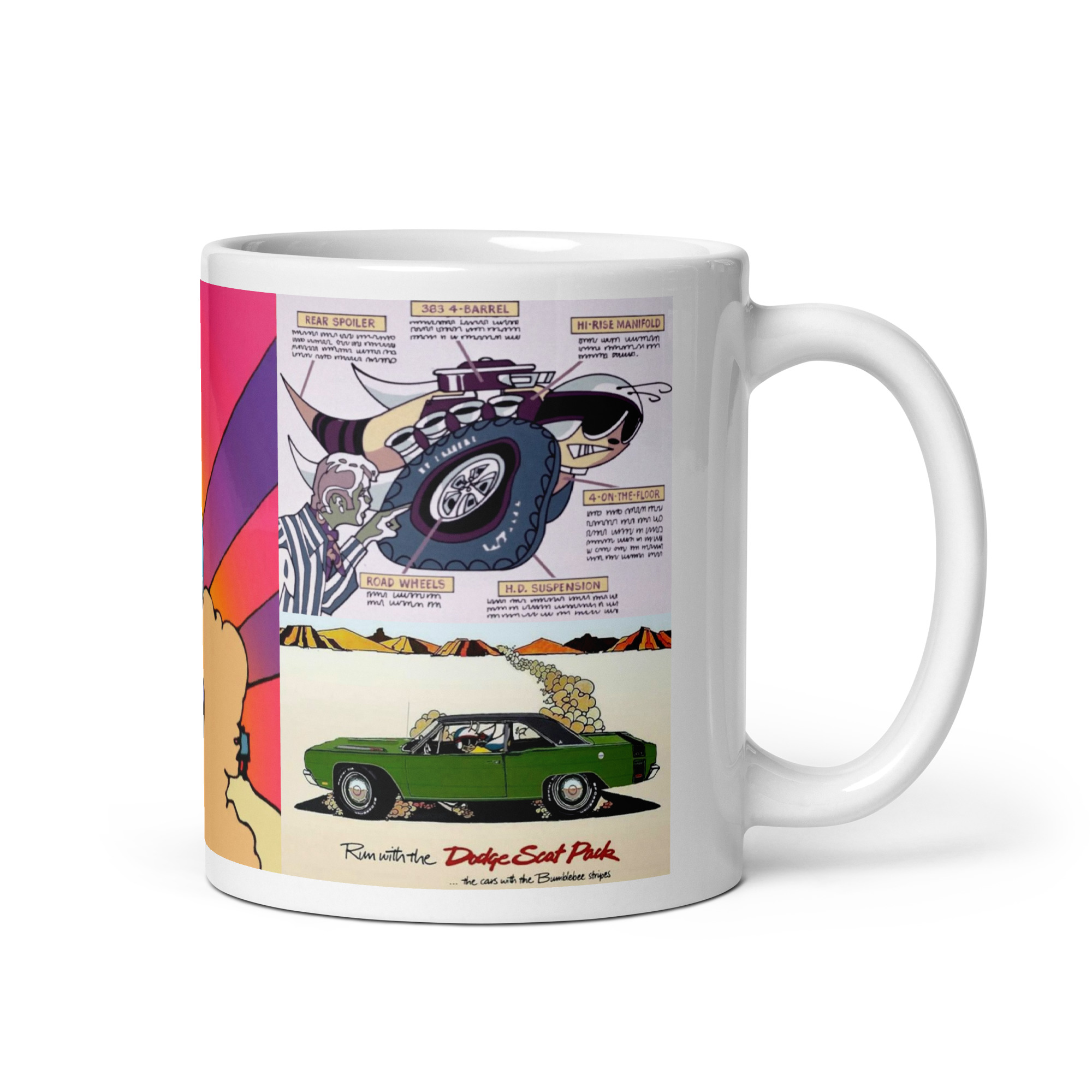🐝 The Triple-Feature Hive: Lock Down the 1968–1970 Dodge Scat Pack Ad Coffee Mug - Image 2