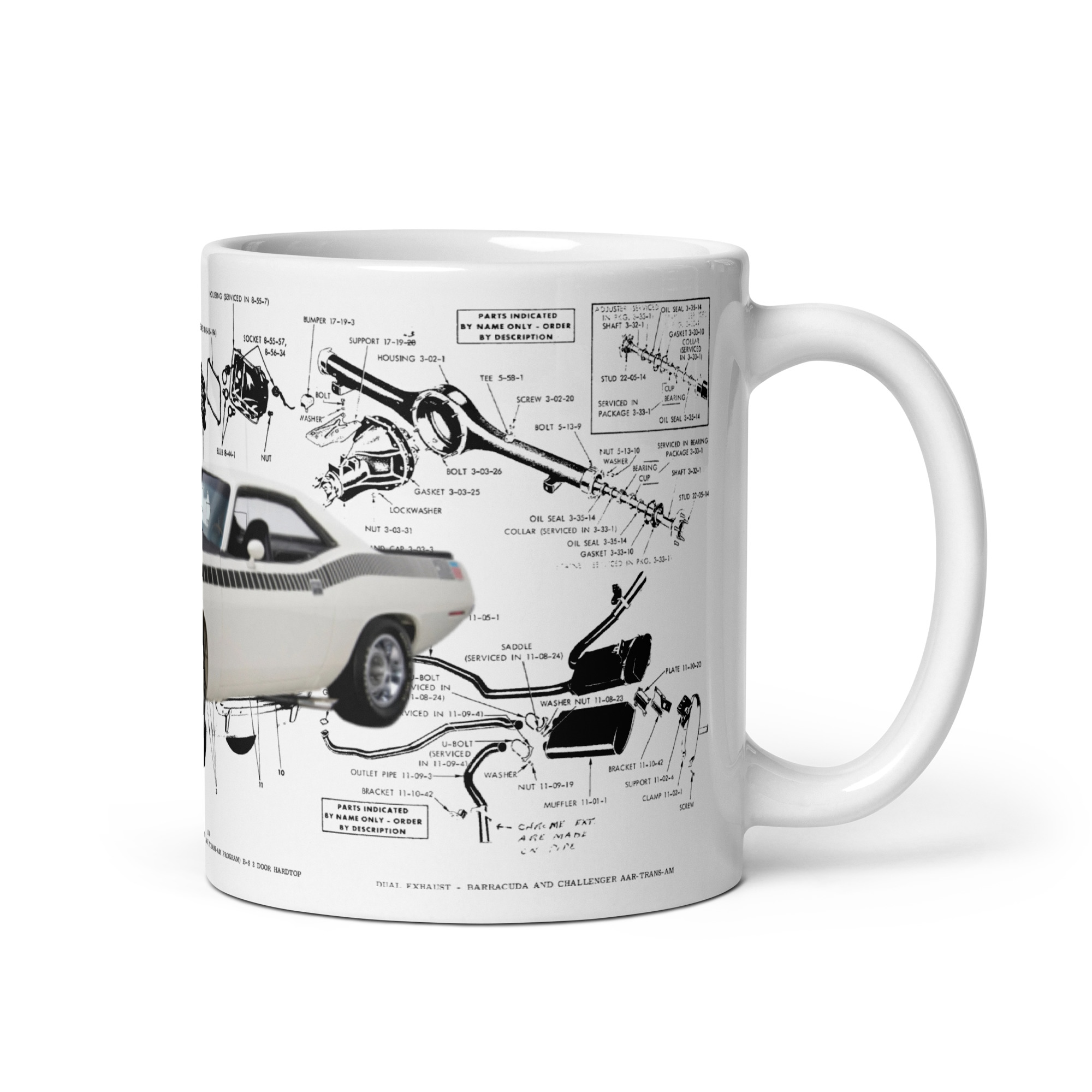 1970 AAR Cuda Factory Parts Diagrams Coffee Mug 340+6 Lamps Diff Exhaust - Image 2
