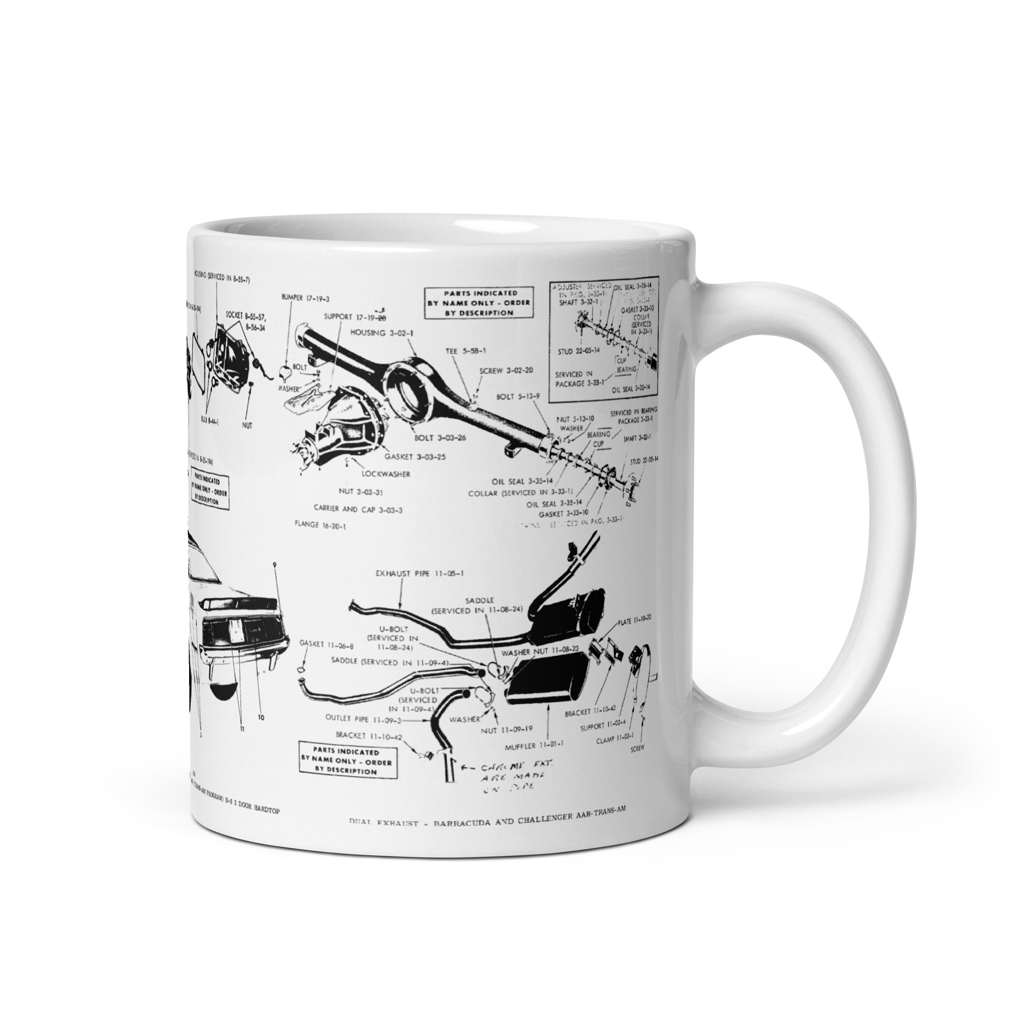 1970 AAR Cuda Factory Parts Diagrams Coffee Mug Lamps Diff Exhaust Exterior - Image 2