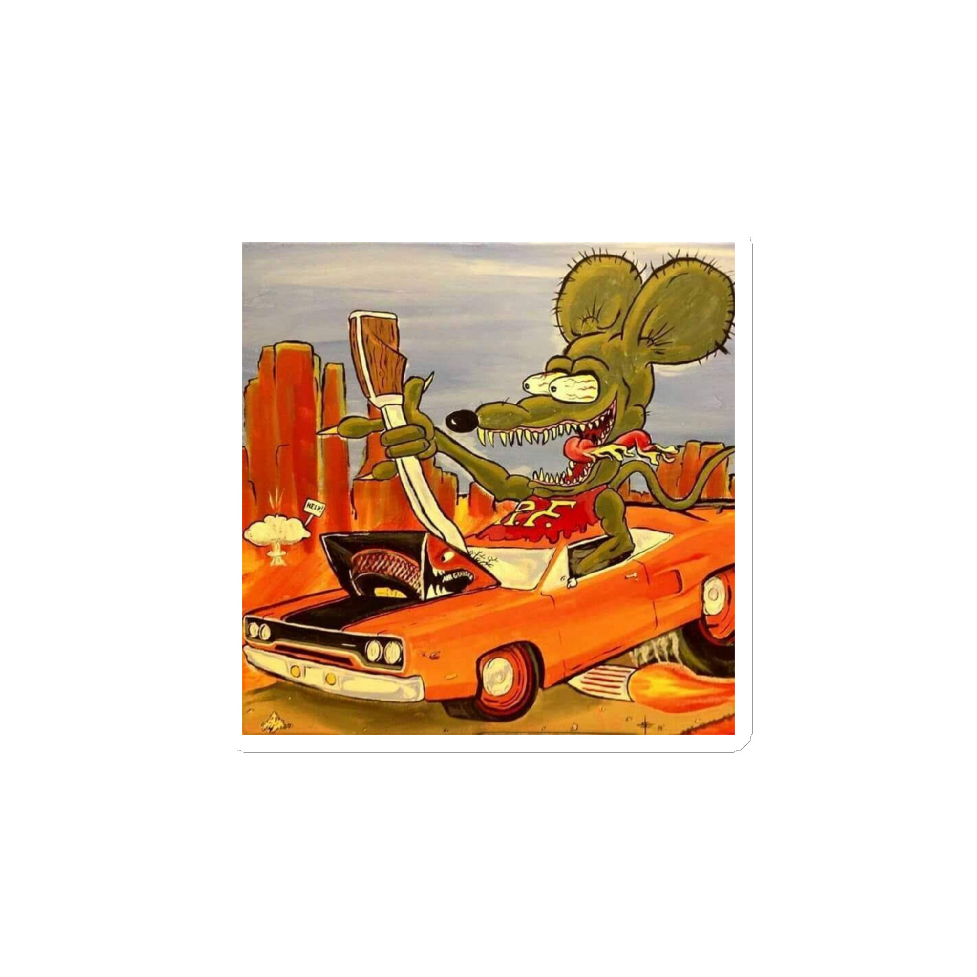 1970 Plymouth Roadrunner Ratfink Shifty Toolbox Shop Fridge Magnet - Image 2