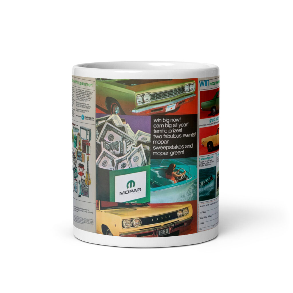 1968 Win Big! Dodge Plymouth Color Folder Sweepstakes Coffee Mug Roadrunner Super Bee