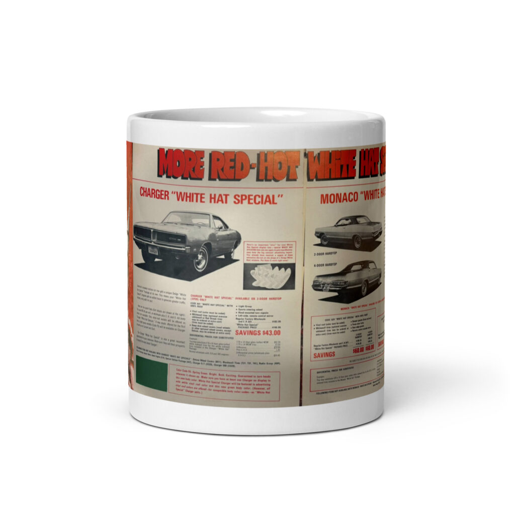 January to March 1969 Dealership White hat Special Info Sheets Coffee Mug