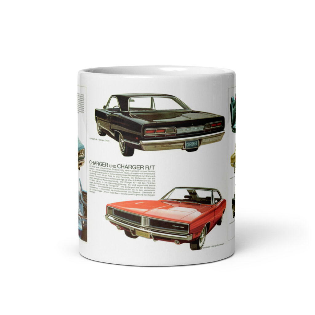 1969 Germany Dodge Charger Coronet Sales Brochure Coffee Mug R/T 500