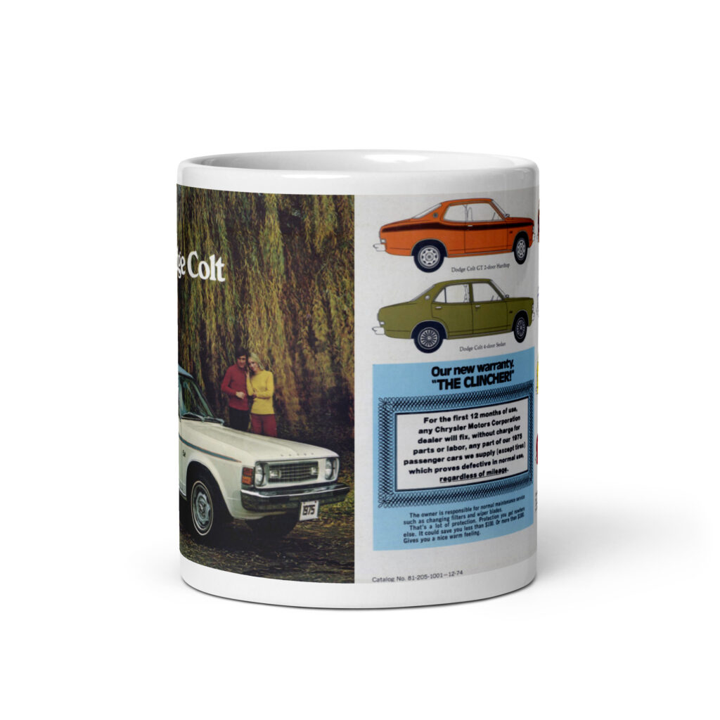 1975 Dodge Colt Sales Brochure Cover and All Models Coffee Mug
