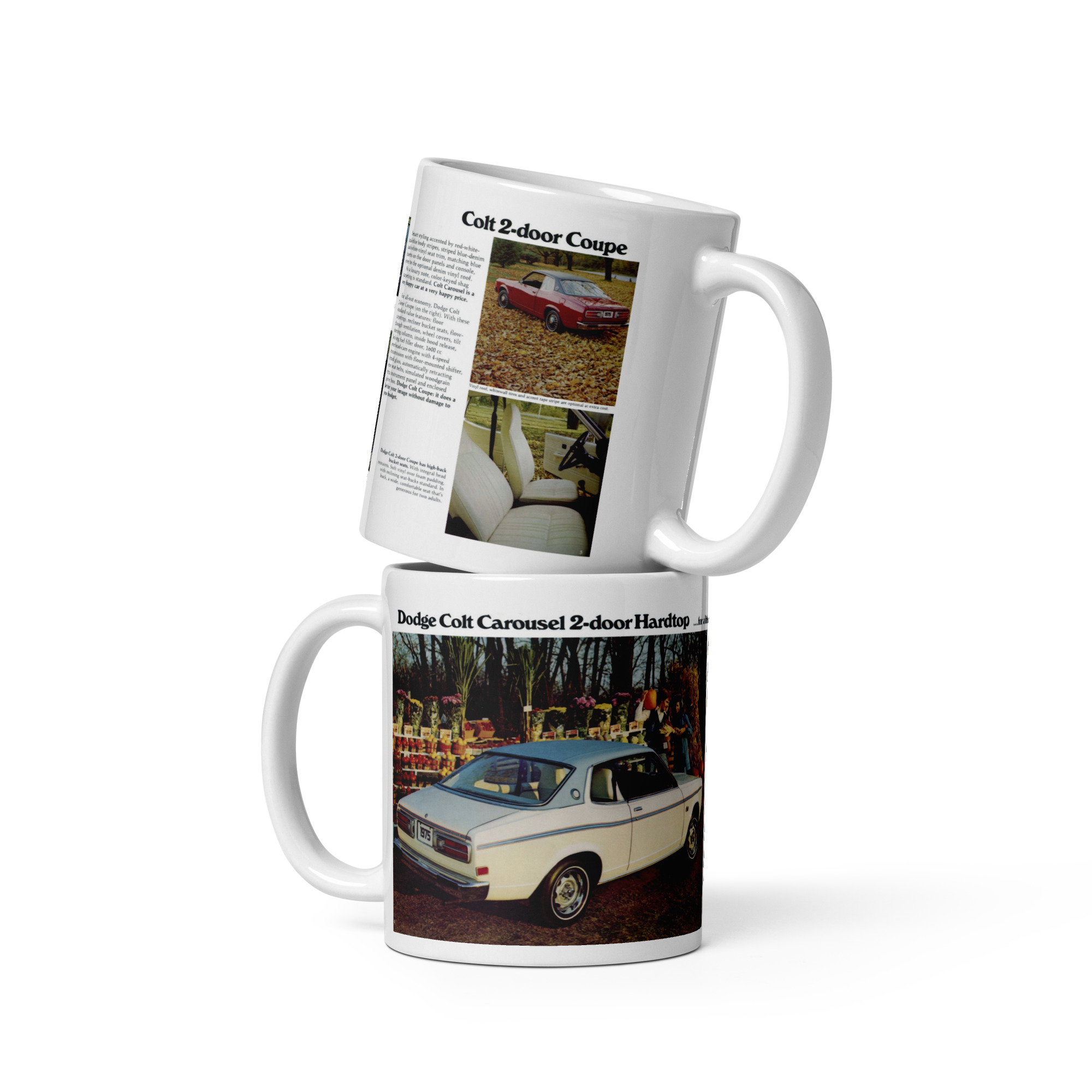 1975 Dodge Colt Sales Brochure Carousel and 2 Door Coupe Coffee Mug - Image 2