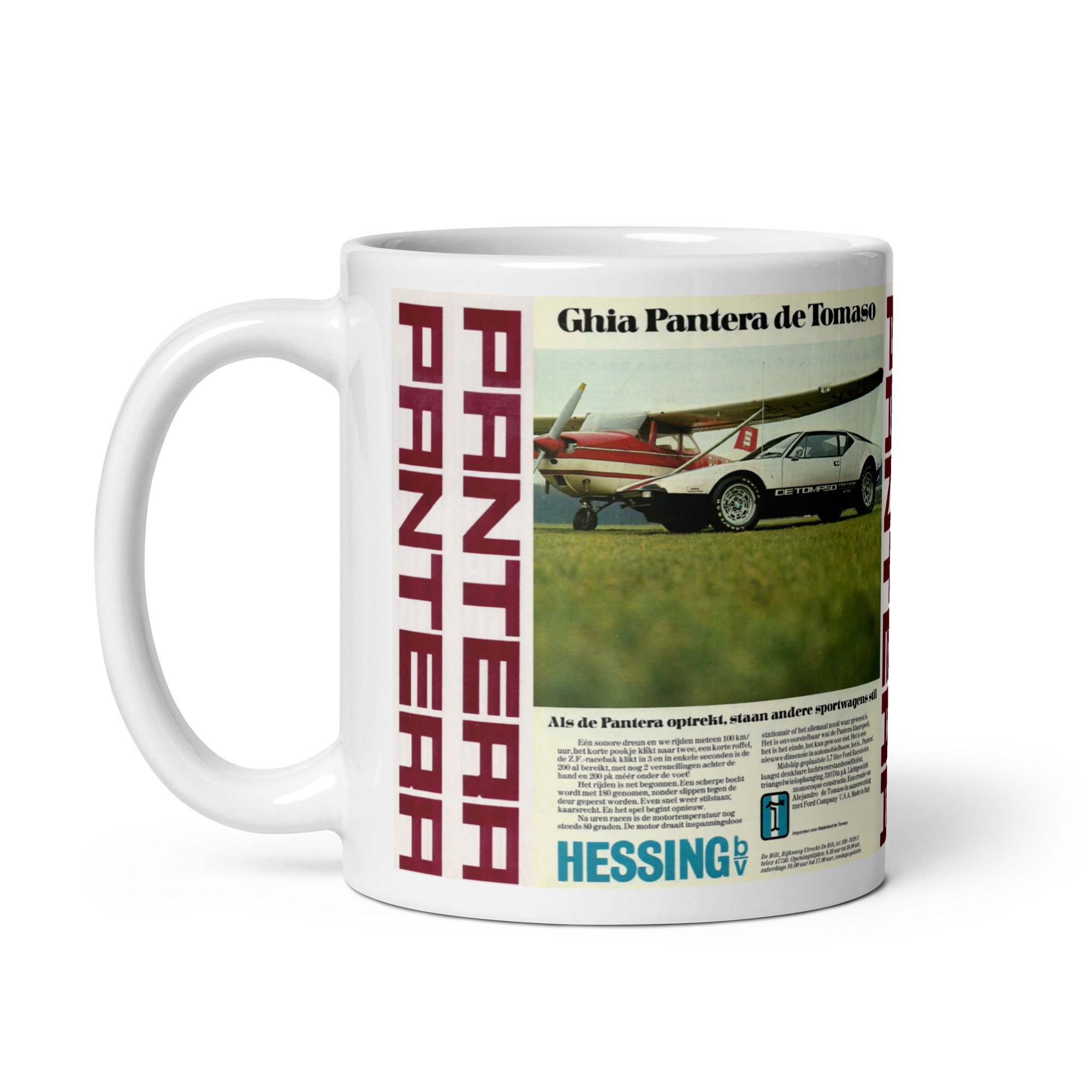 1973 DeTomaso Pantera Magazine Ads Coffee Mug 351 - Image 3