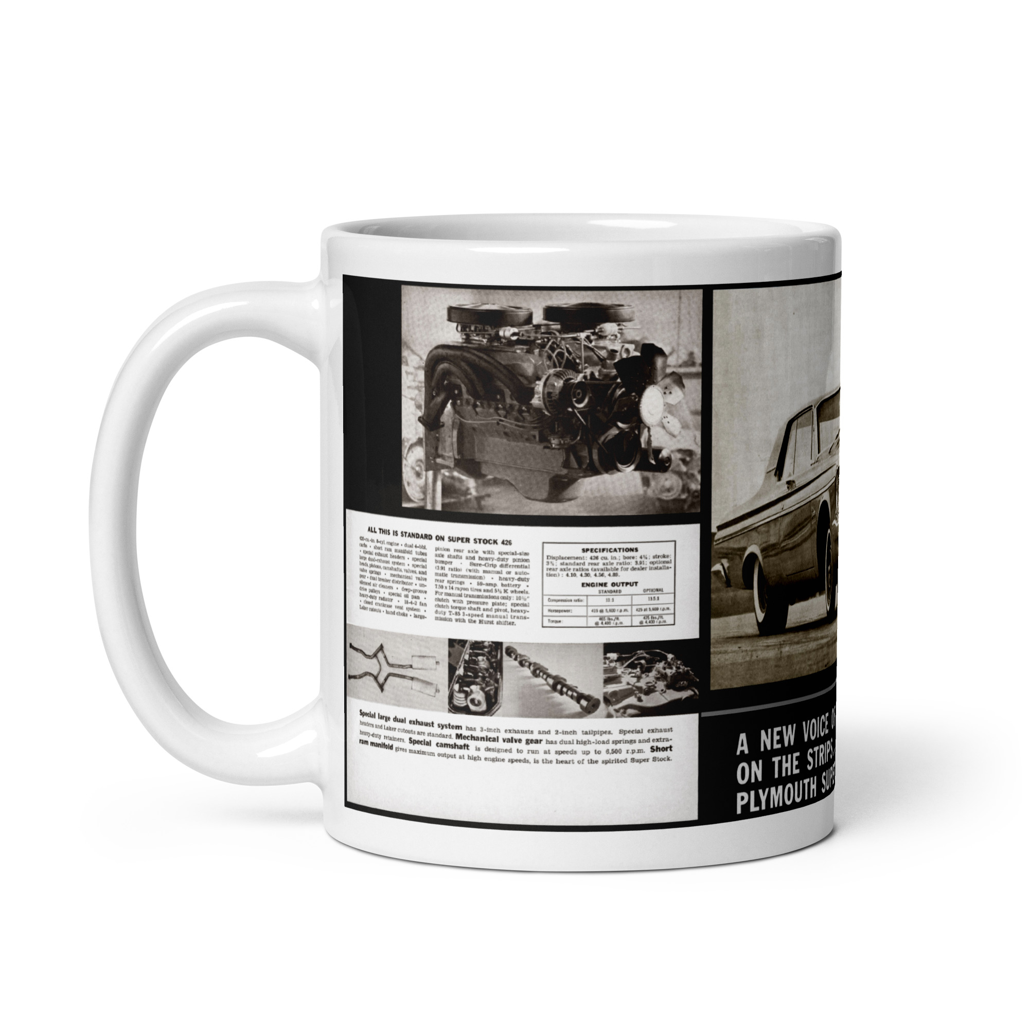 1963 Plymouth 426 Super Stock Chrysler Info Sheets Coffee Mug - Image 4