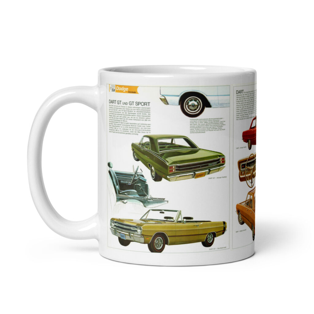 1969 Germany Dodge Dart Sales Brochure Coffee Mug GT GTS Custom