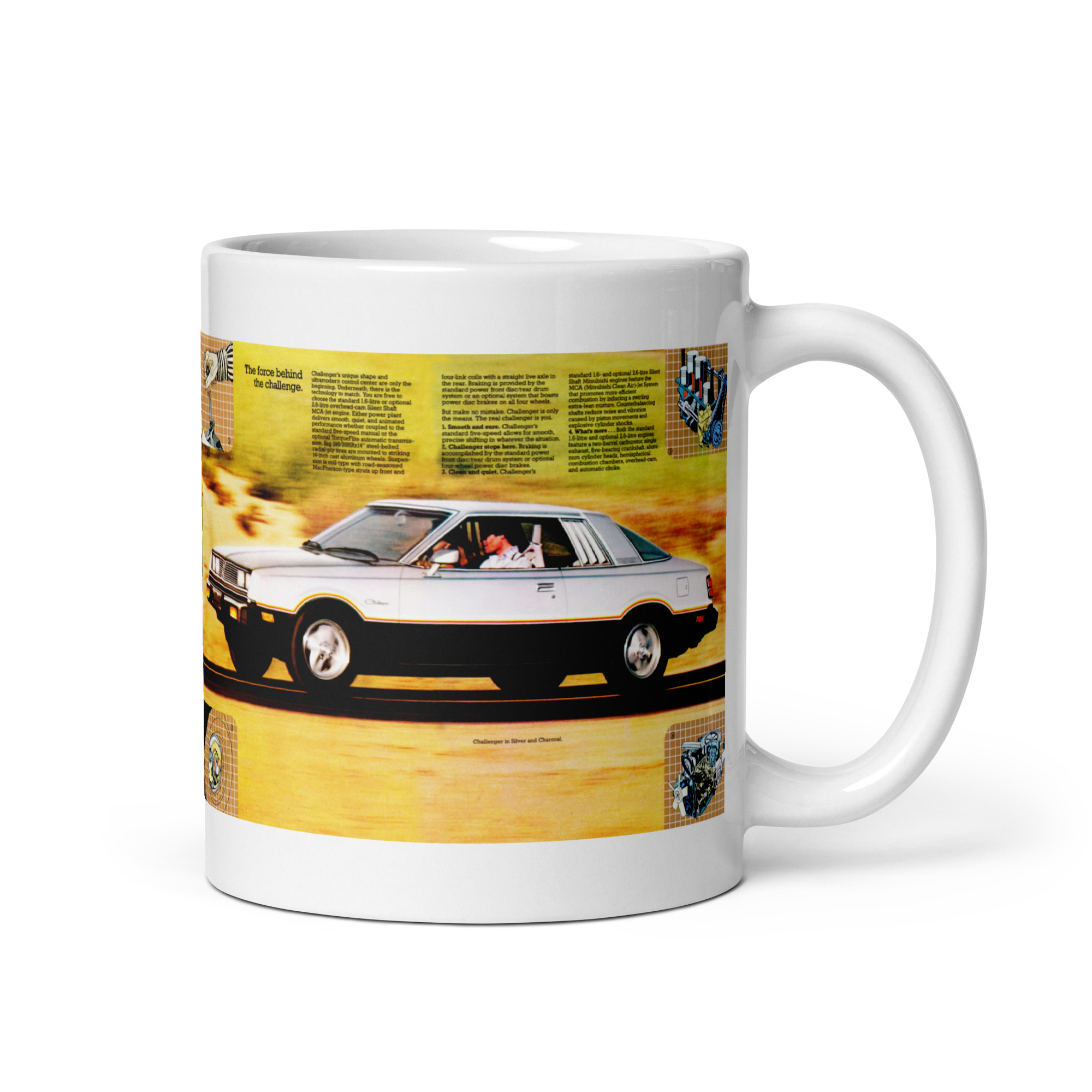 1979 Dodge Challenger Sales Brochure Coffee Mug 1.6 2.6 Mitsubishi - Image 2