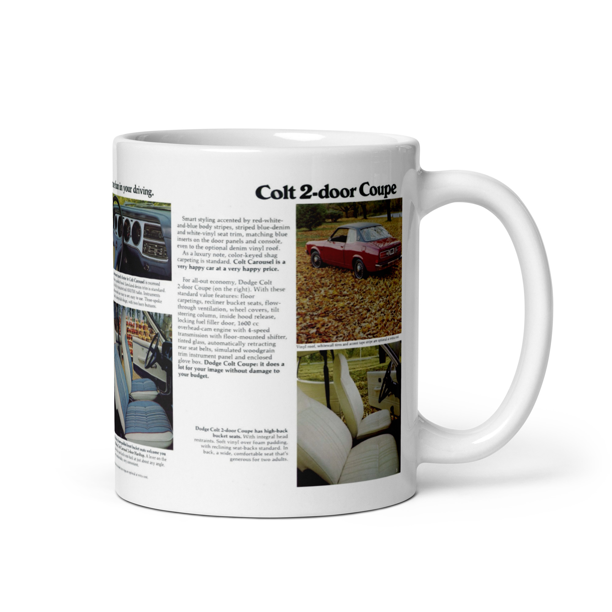 1975 Dodge Colt Sales Brochure Carousel and 2 Door Coupe Coffee Mug - Image 3
