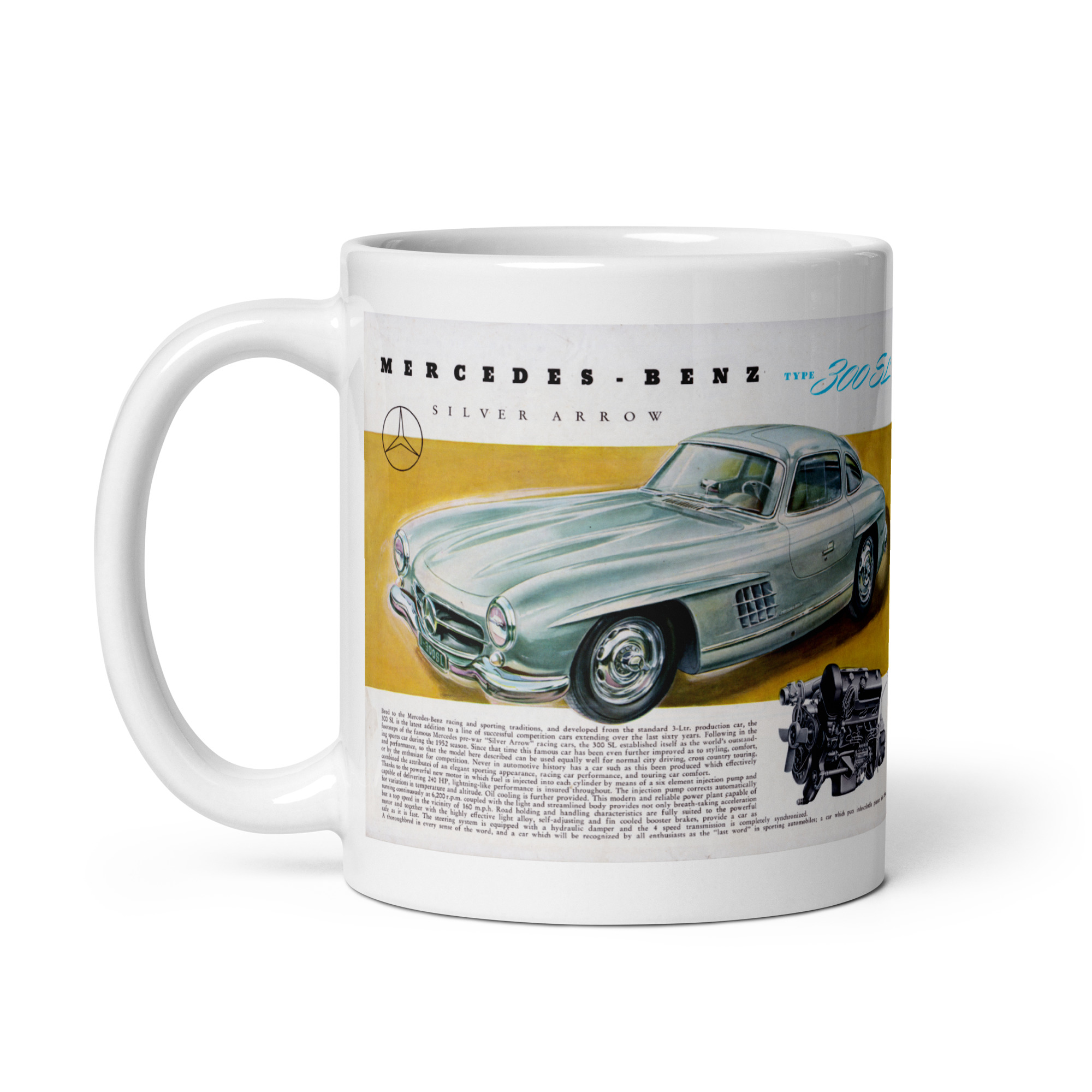 1954 Mercedes Benz 300SL Sales Brochure Coffee Mug 300 SL - Image 3